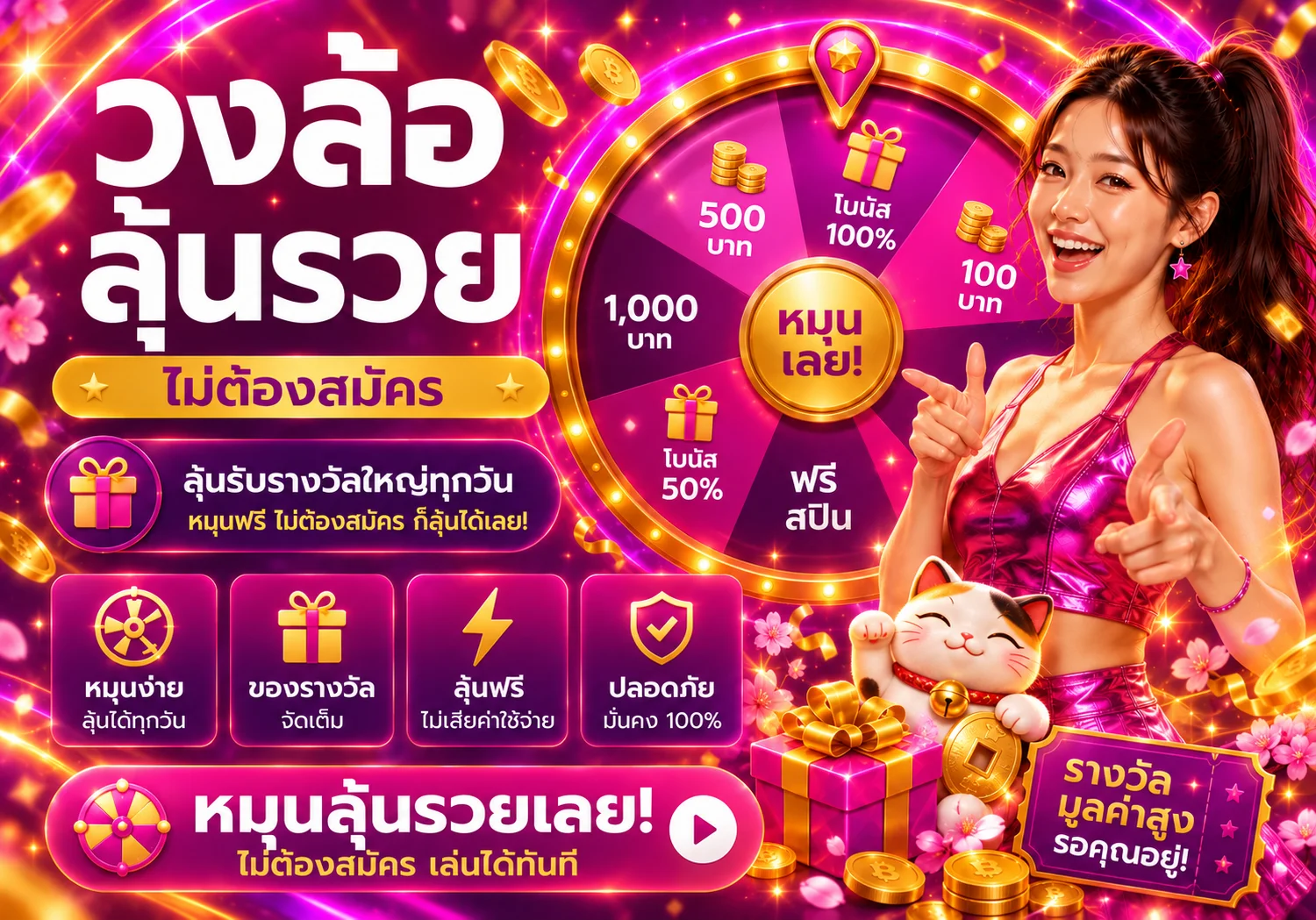 วงล้อสิทธิ์และรางวัลบน squidgame456 พร้อม Lucky Neko